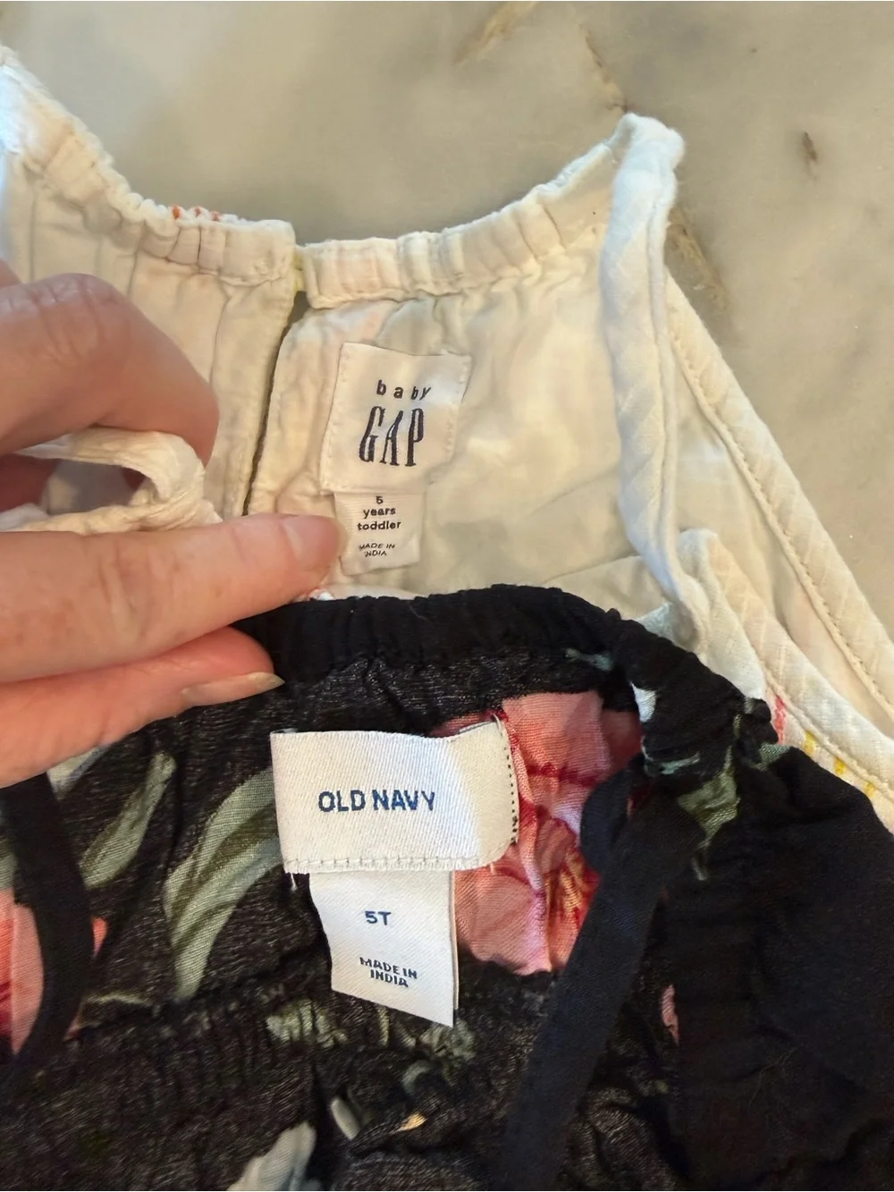 GAP & Old Navy Girls' White Striped Sundress & Black Floral Sundress Set